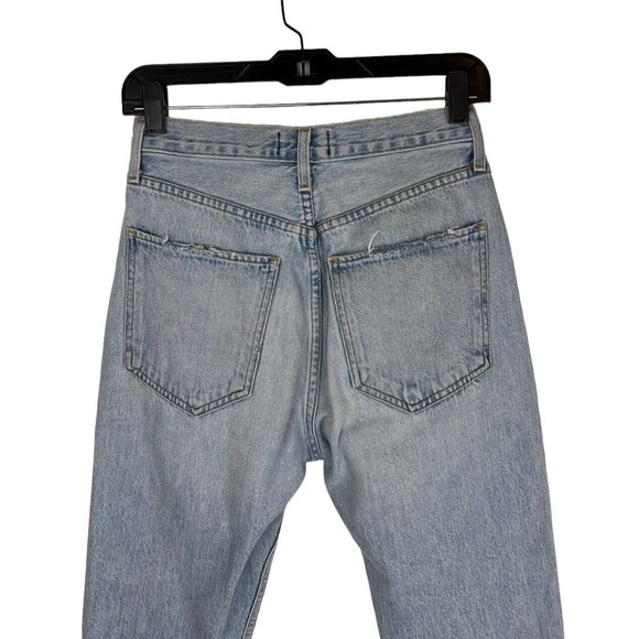 Agolde Riley High Rise Straight Leg Jeans 25 Distressed Light Wash Button Fly - Picture 5 of 11